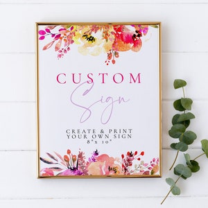 Bright Flowers Custom Sign Template, Printable Bridal Shower Sign Download, Editable, Customizable Shower Sign, Bridal Shower Decor, CS-74