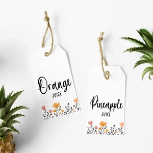 Floral Mimosa Bar Juice Tags Printable, Champagne Juice Bottle Label Tags, Mimosa Bar Tags Template, Printable Juice Tags, T-27