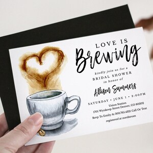 Love is Brewing Bridal Shower Invitation Download, Coffee Wedding Couples Shower Invitation Template, Coffee Shower Invite, SH-04
