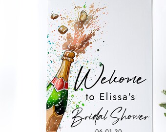 Champagne Bridal Shower Welcome Sign Template, Printable Bubbly Brunch Wedding Shower Decor, WS-106