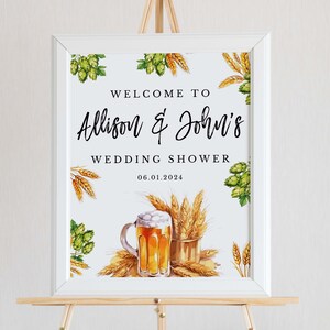 Love is Brewing Beer Wedding Couples Shower Welcome Sign Template, Printable Beer Theme Wedding Shower Welcome Sign Download, WS-96