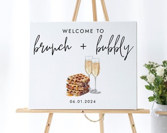 Printable Brunch and Bubbly Welcome Sign Download, Bridal Shower Breakfast Sign Decor Template, WS-76
