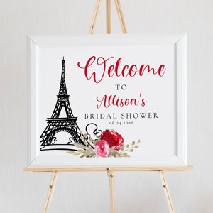 Paris Bridal Shower Welcome Sign Template, Eiffel Tower Welcome Sign Download, Printable Wedding Shower Welcome Sign Decor, WS-28