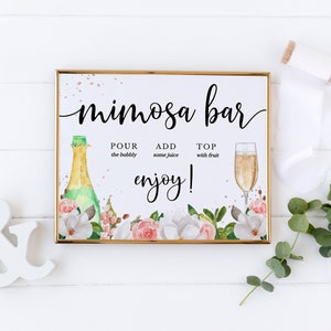 Printable Mimosa Bar Sign Template, Bridal Shower Sign Download, Bubbly Bar Sign, Floral Mimosa Bar Sign, Champagne Bar, Bridal Brunch BS-01