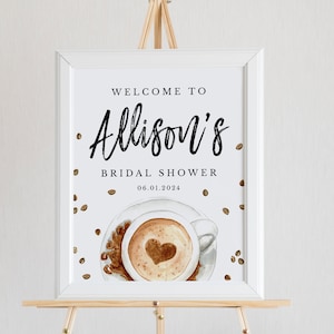 Love is Brewing Coffee Bridal Shower Welcome Sign Template, Printable Coffee Bridal Shower Welcome Sign Download, WS-04