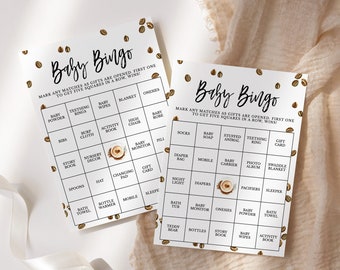 Love is Brewing Coffee Baby Shower Bingo Game Download, Printable 50 Prefilled Cards, BSG-04