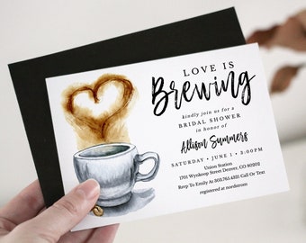 Liebe ist Brau Brautparty Einladung Download, Kaffee Hochzeit Paare Dusche Einladung Vorlage, Kaffee-Dusche einladen, SH-04