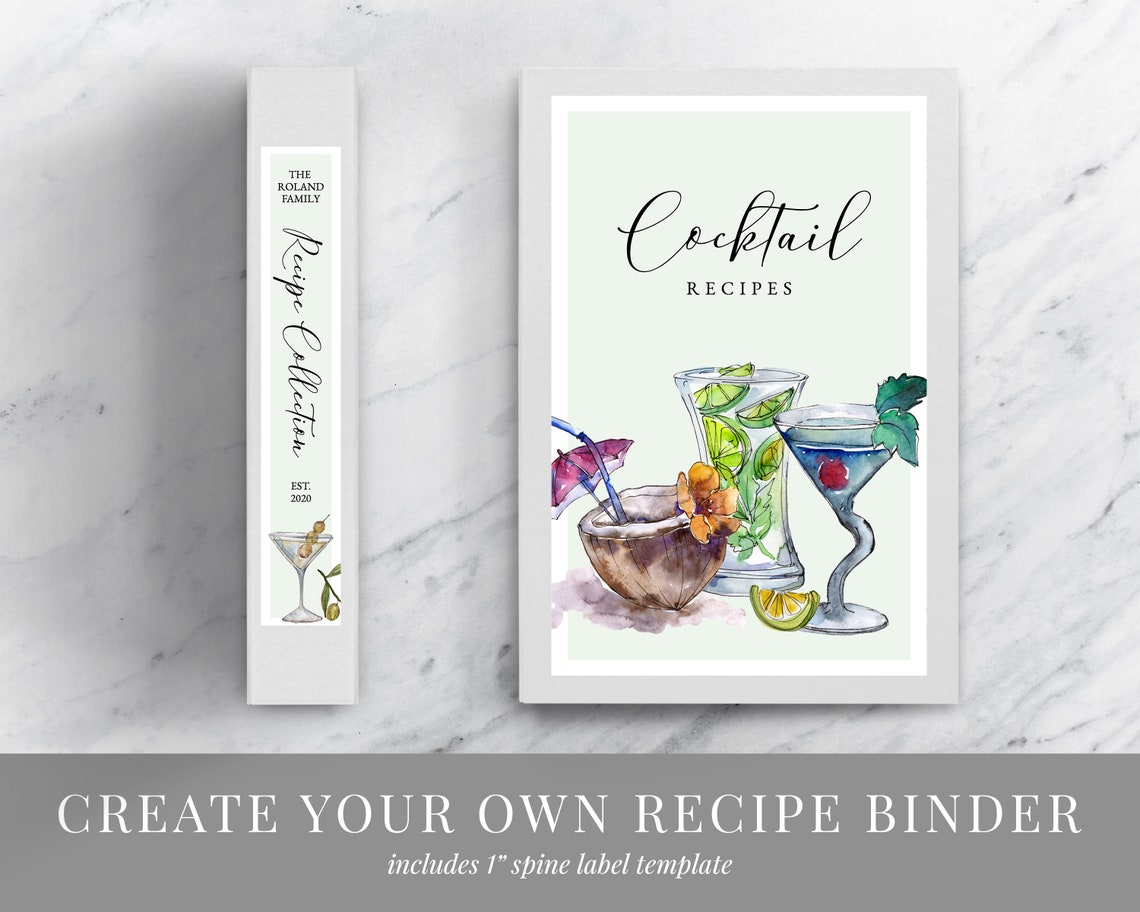 Printable Cocktail Recipe Book Template Download Mixed Drinks Etsy