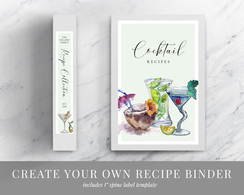 Printable Cocktail Recipe Book Template Download Mixed Drinks Etsy