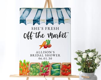 Farmer's Market Bridal Shower Welcome Sign Template, Printable Fresh Off the Market Decor, WS-104