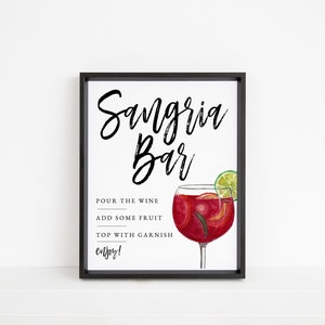 Sangria Bar Sign Template Bridal Shower Printable Sangria Bar - Etsy