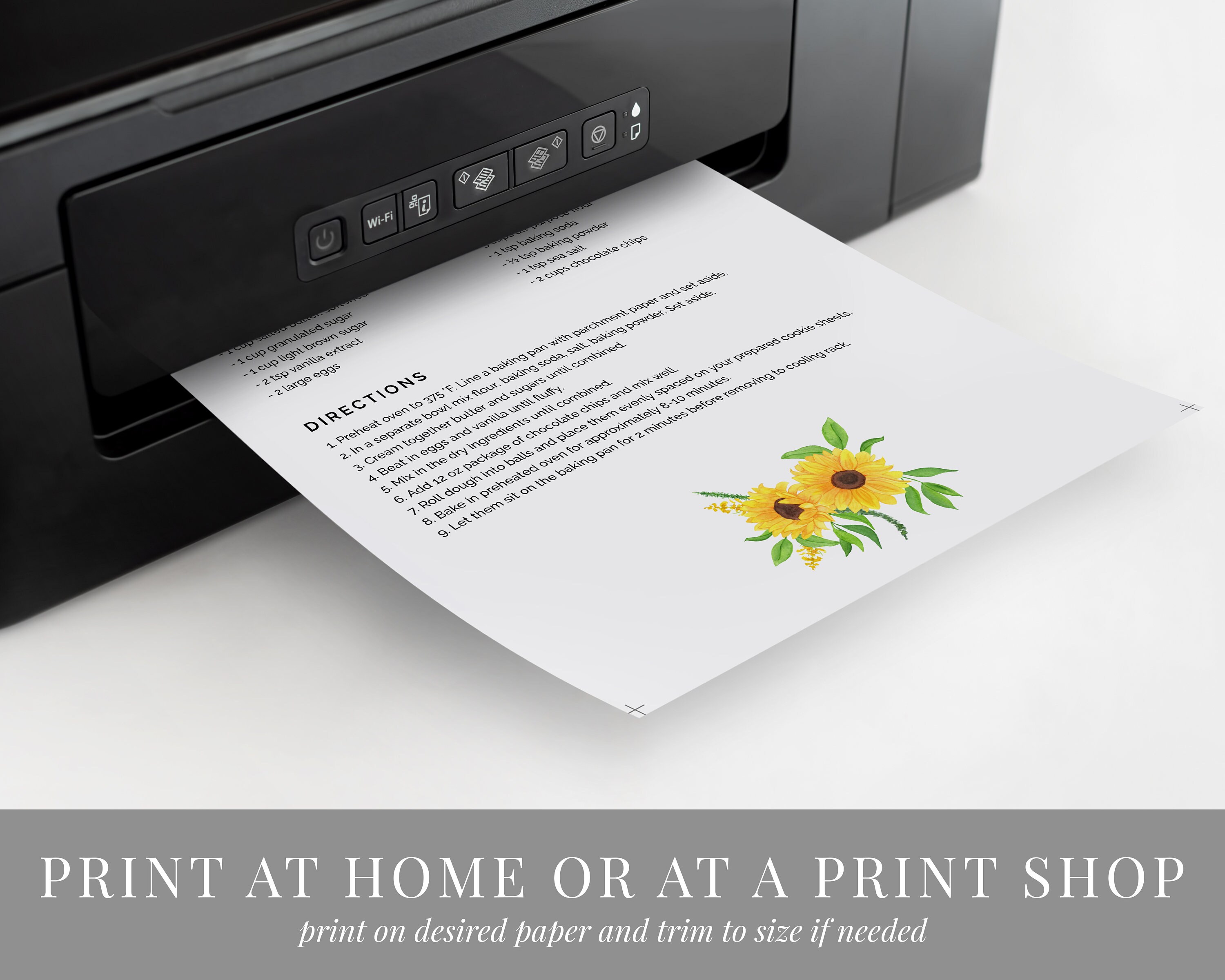 Printable Sunflower Recipe Book Template Download Recipe Etsy Canada