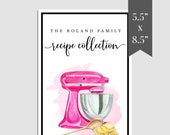 Bright Pink Half Size Recipe Book Printable, Mini Recipe Binder Template, Half Page Recipe Book Template, Printable Cookbook Template,MRB-21