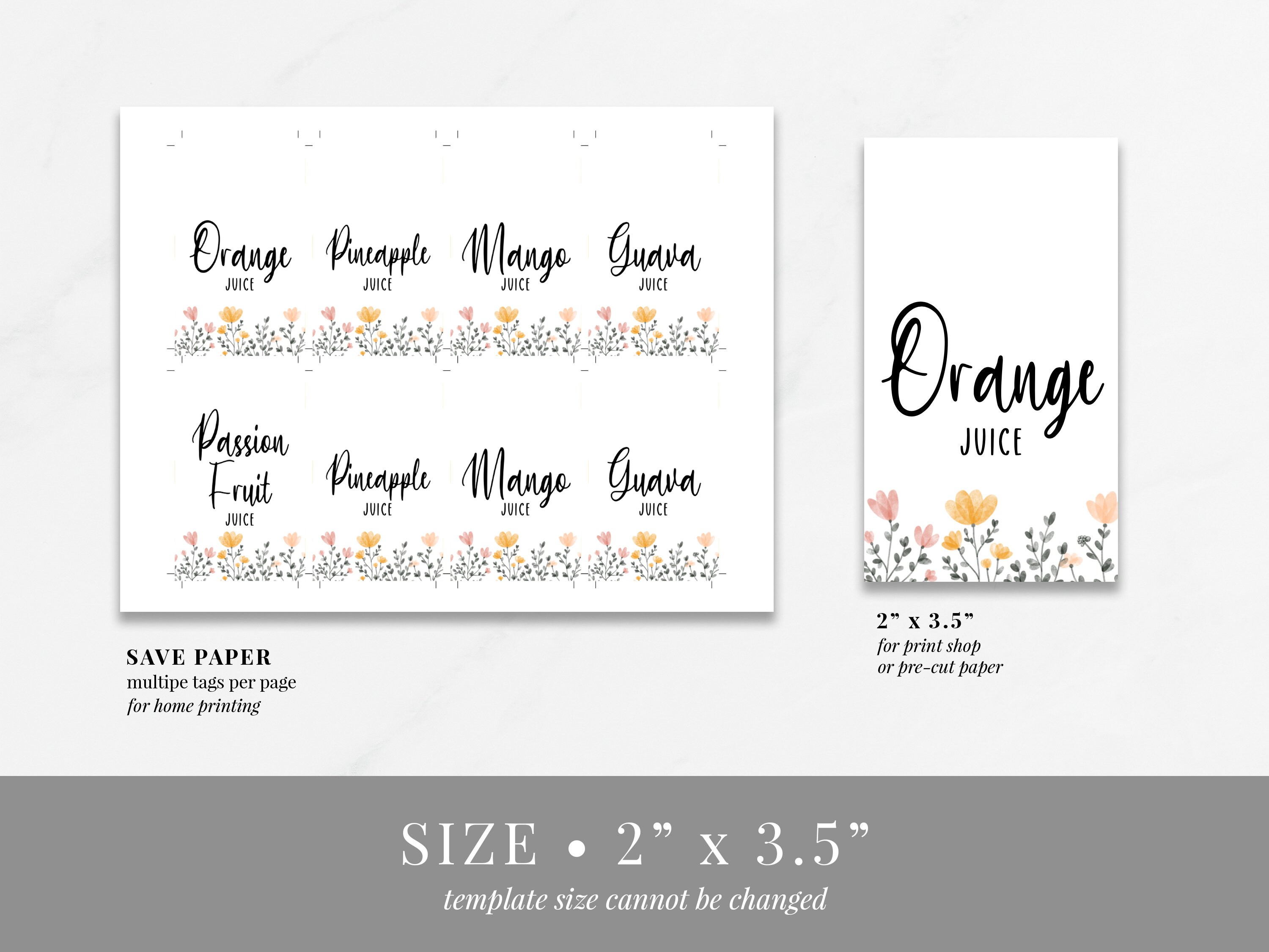 Floral Mimosa Bar Juice Tags Printable Champagne Juice Bottle | Etsy