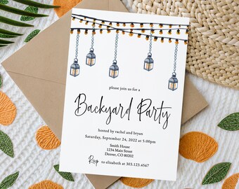 Backyard Party Housewarming Invitation Template, Backyard Barbecue BBQ Invitation Download, Printable House Patio Party Invitation, MI-41
