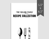 Vintage Style Half Page Recipe Book Template, Mini Printable Recipe Template Download, Half Size Recipe Cookbook Template, MRB-03