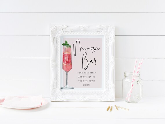 Boozy Mobile Mimosa Bar Set Up with Champagne, Custom Bar Sign