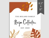 Abstract Modern Recipe Book Template, Printable Recipe Template, Family Recipe Cookbook Template, Blank Recipe Page, Recipe Organizer, RB-15