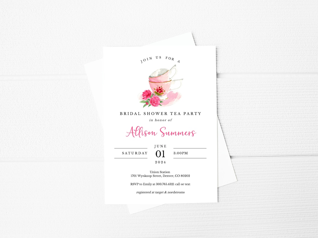 Printable Afternoon Tea Party Invitation Template, Printable Bridal ...