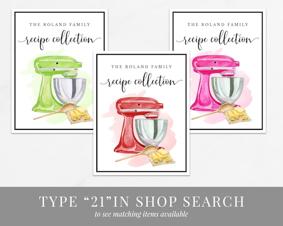 Hot Pink Mixer Blank Lined Printable Recipe Card Template - Etsy