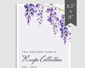 Lavender Flowers Recipe Cookbook Template Download, Printable Recipe Binder Pages, Editable Recipe Book Template, Recipe Organizer, RB-54