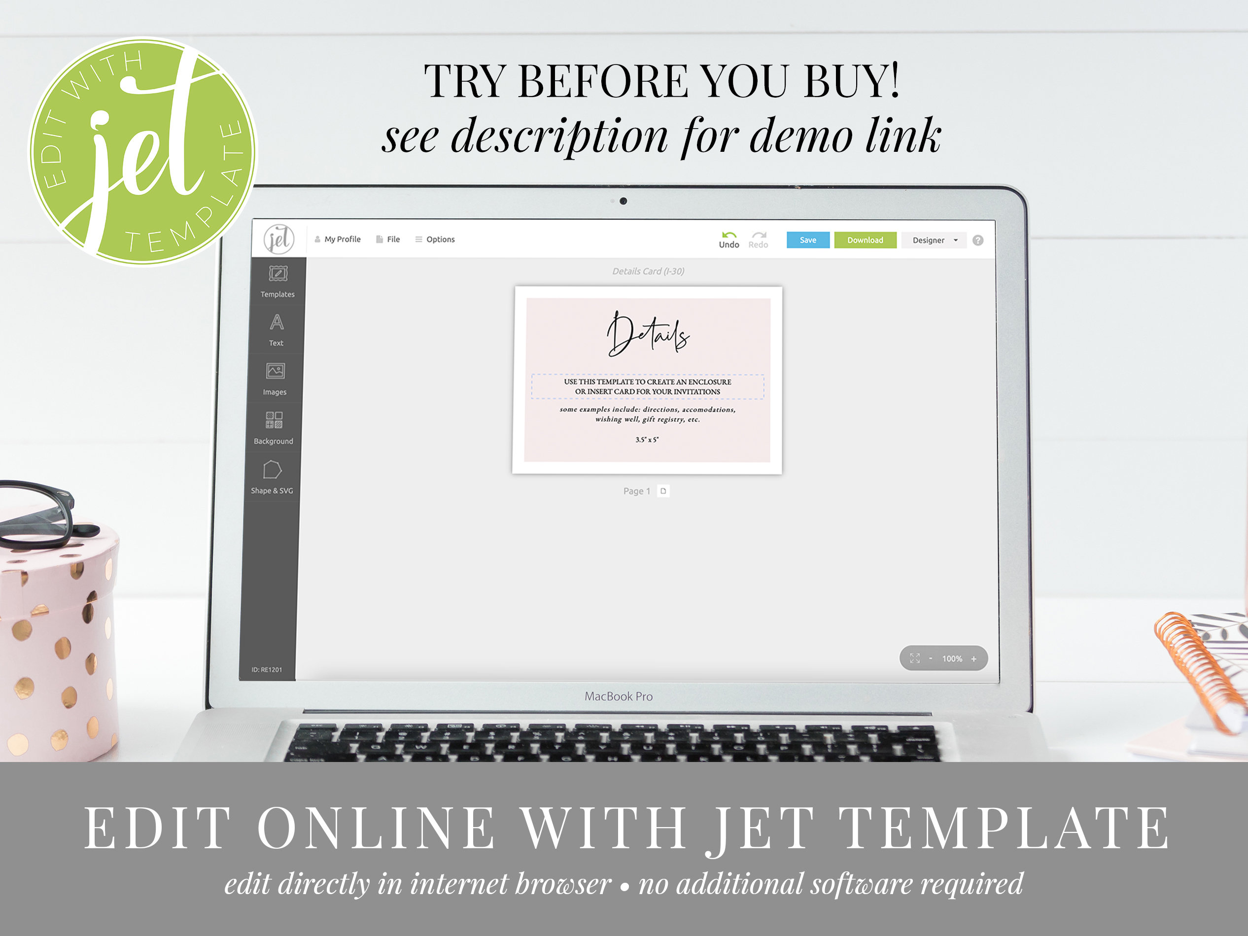 Minimalist Printable Details Enclosure Insert Card Template - Etsy