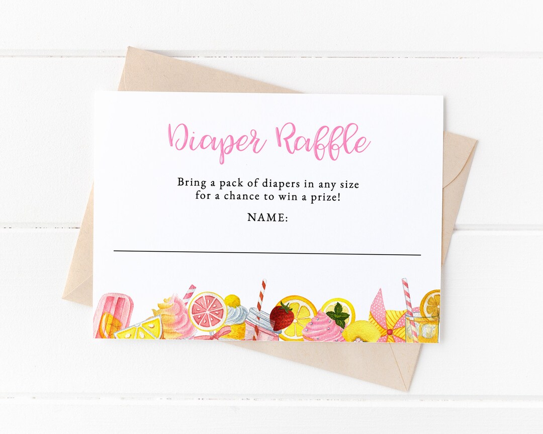 Pink Lemonade Baby Shower Diaper Raffle Game Card Template Download ...
