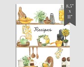 Lemon Kitchen Recipe Binder Kit, Recipe Book Template, Printable Recipe Cookbook, Family Recipe Book Download, Digital Recipe Book, RB-81