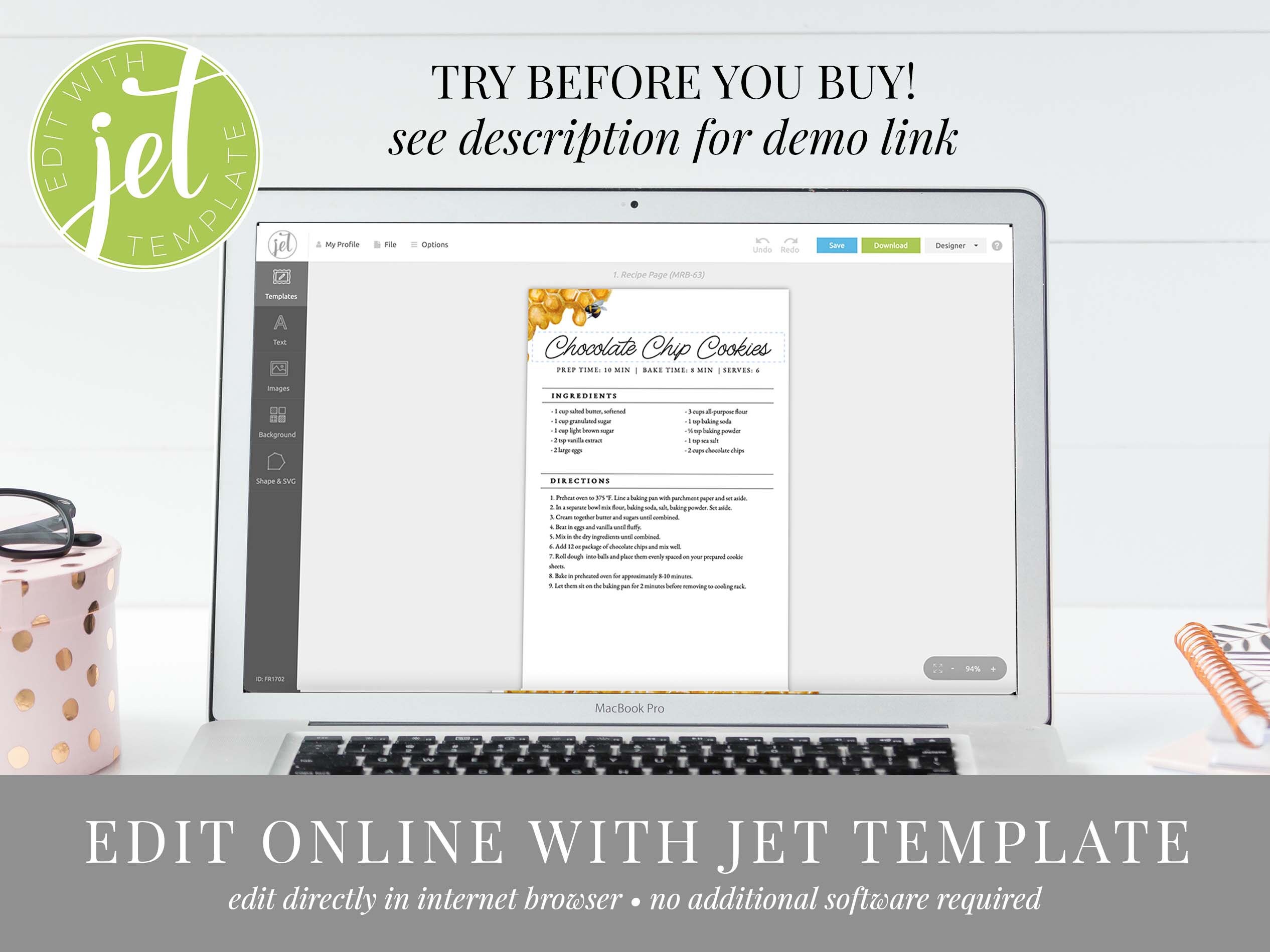 Bees Mini Recipe Collection Book, Honey Recipe Book Template