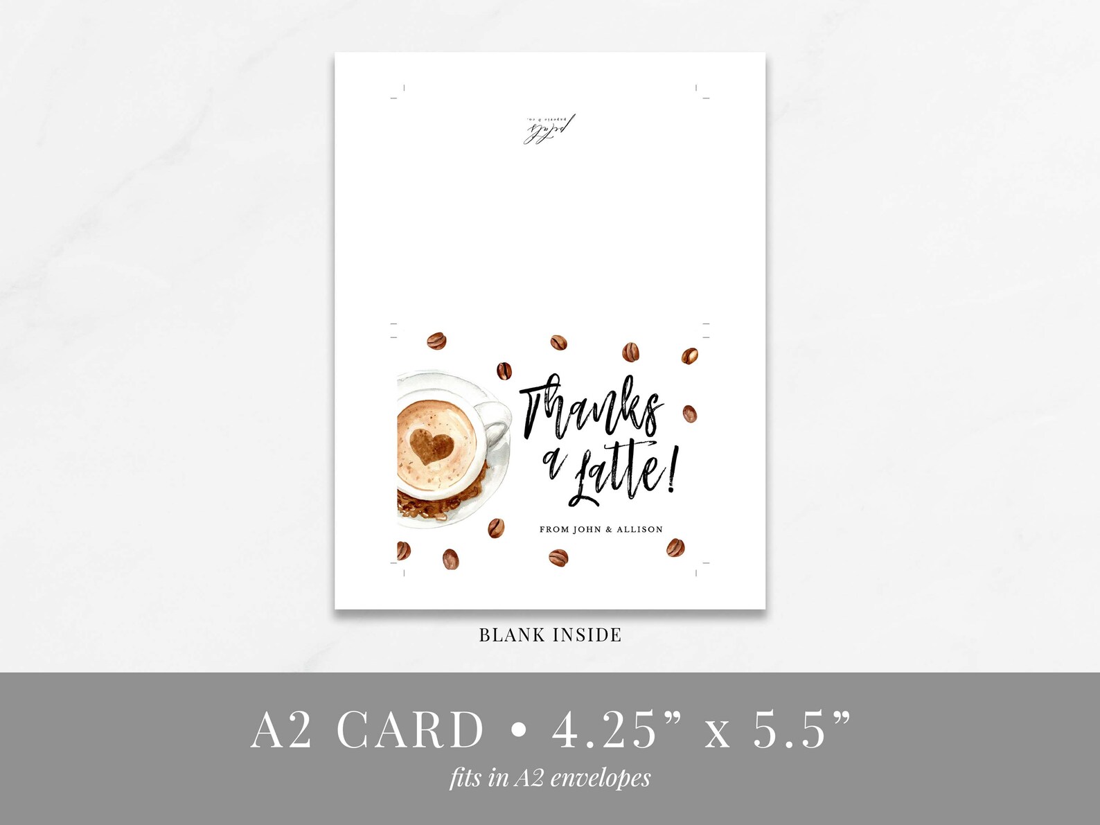 Coffee Thanks a Latte Thank You Card Template, Coffee Cup Thank You ...