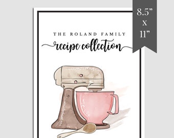 Kitchen Mixer Recipe Book Template Download, Printable Cookbook Template,  Recipe Binder Kit, Family Recipe Book Template Download,RB-75