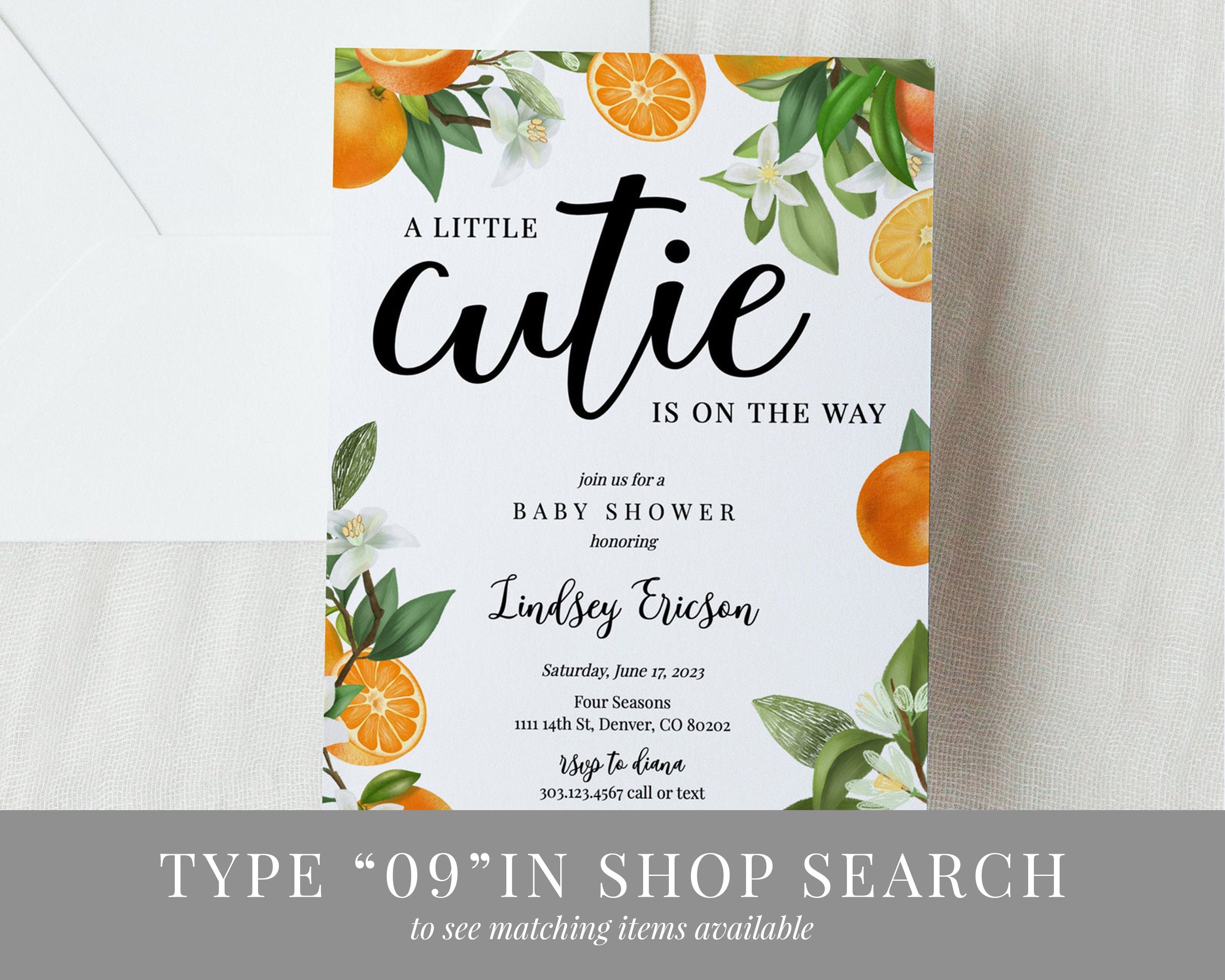 Cutie Baby Shower Printable Invitation A Little Cutie On The Etsy