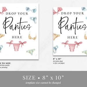 Drop Your Panties Here Bridal Shower Panty Game Sign Template ...