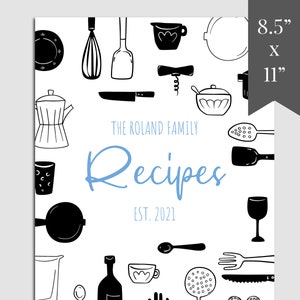 Mid Century Modern Recipe Binder Template, Kitchen Utensils Recipe Book Template Download, Printable Recipe Cookbook Template, RB-44
