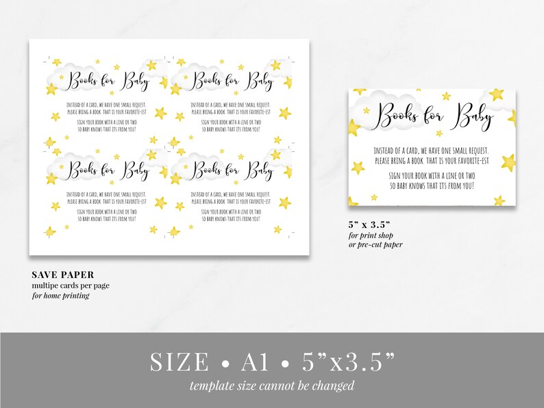 Printable Over the Moon Books for Baby Insert Card Template - Etsy