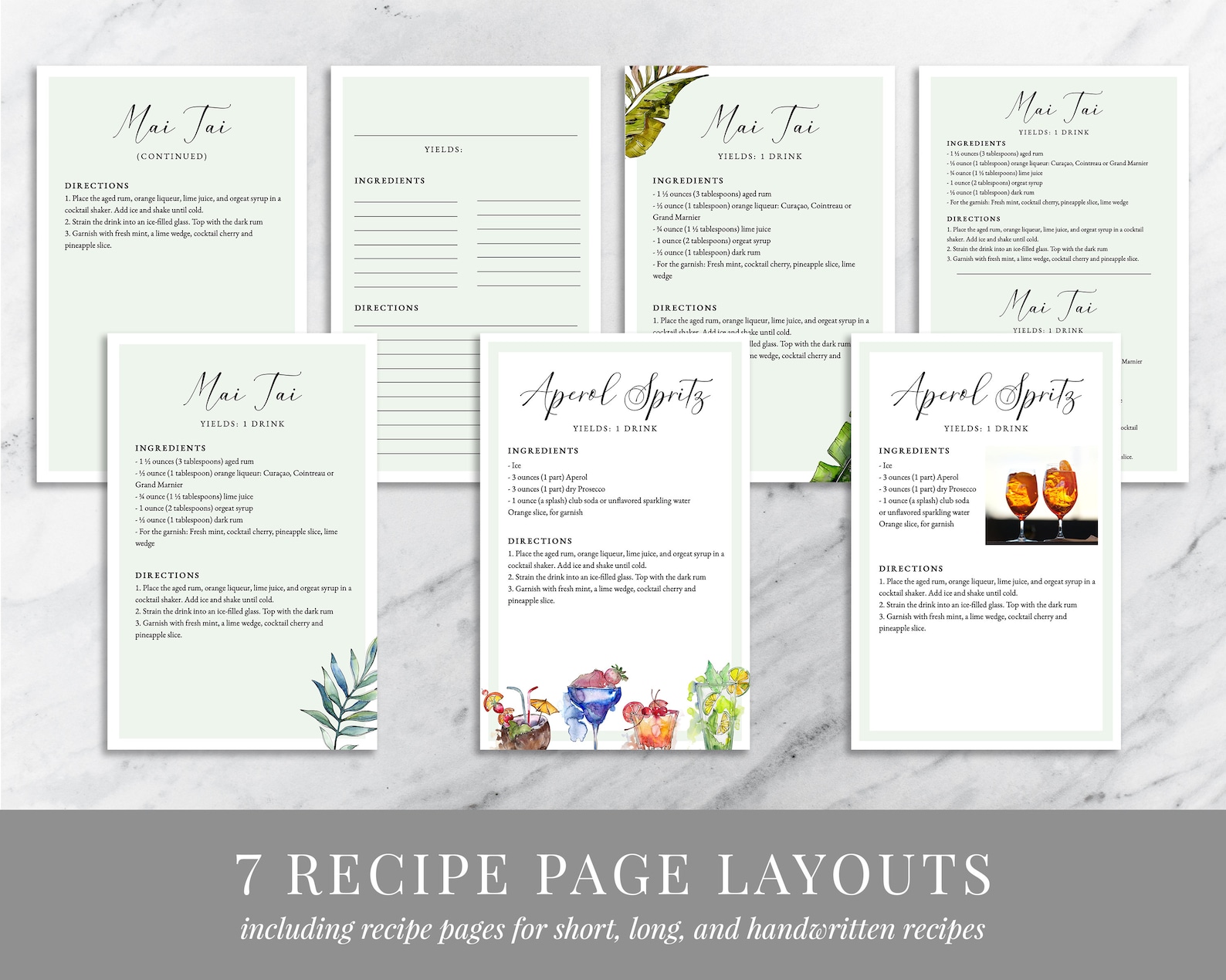 Printable Cocktail Recipe Book Template Download Mixed Drinks Etsy
