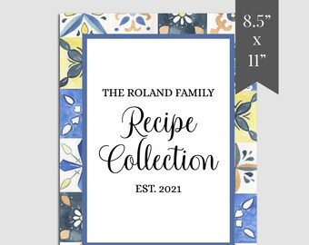 Spanish Tiles Recipe Book Template Download, Mexican Tiles Printable Recipe Cookbook Template, Mediterranean Tile Recipe Template, RB-23