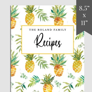 Pineapples Cookbook Template, Printable Recipe Book Template Download, Editable Recipe Binder Kit, Recipe Cookbook Printable, RB-42