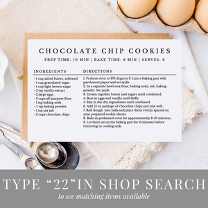 a recipe for chocolate chip cookies on a table