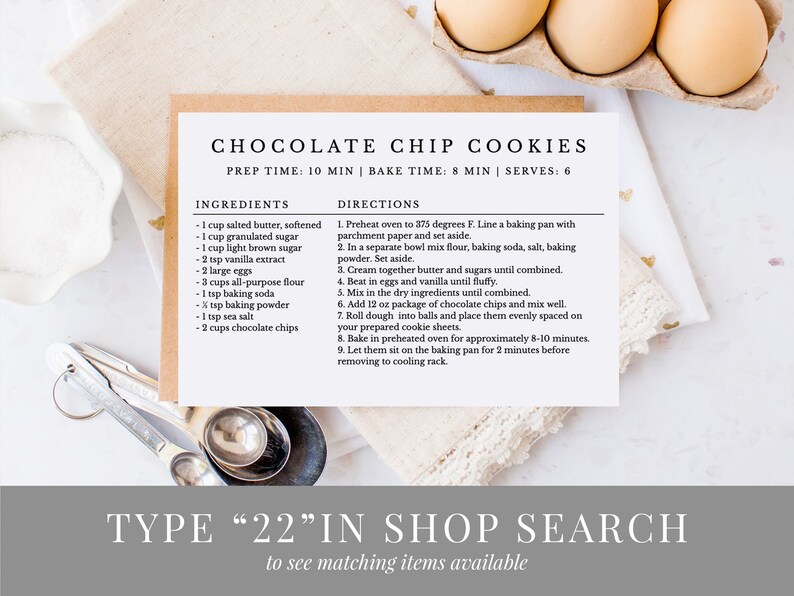 a recipe for chocolate chip cookies on a table