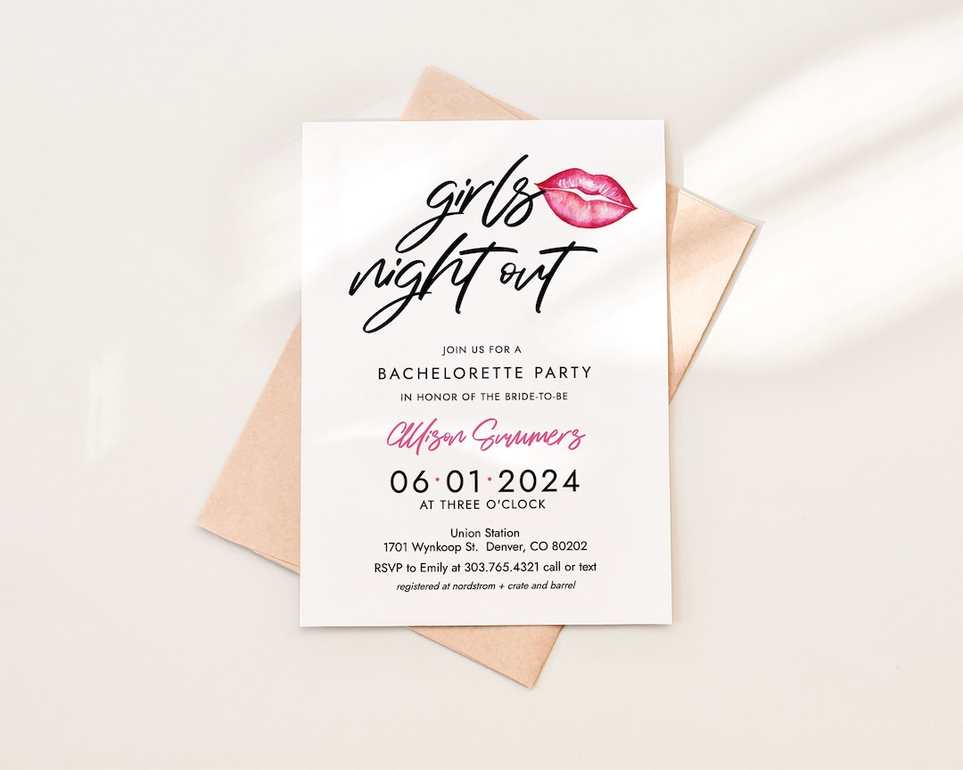 Girls Night Out Bachelorette Party Invitation Template, Printable Girls ...