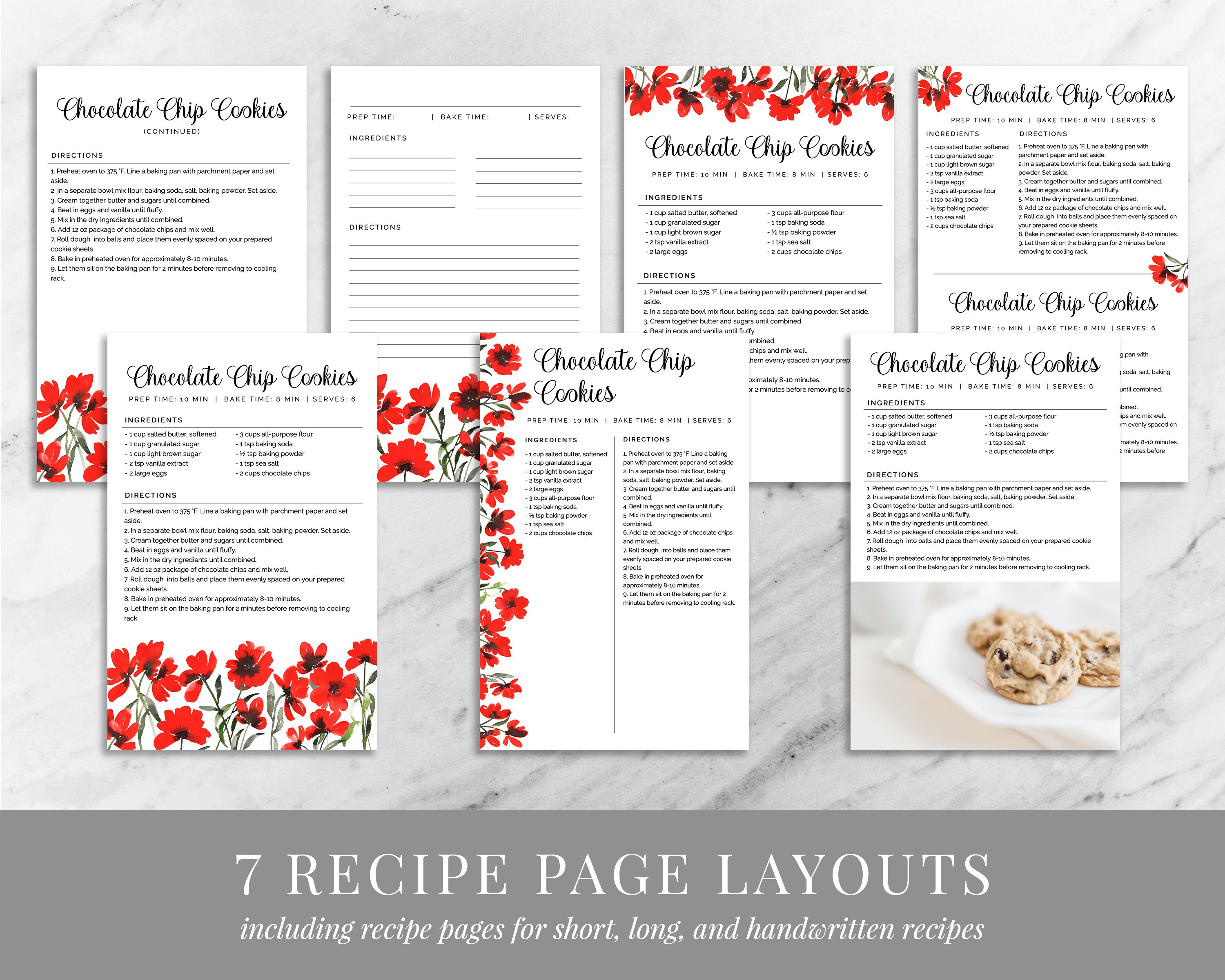 Poppies Mini Recipe Book Template Half Sized Recipe Cookbook - Etsy