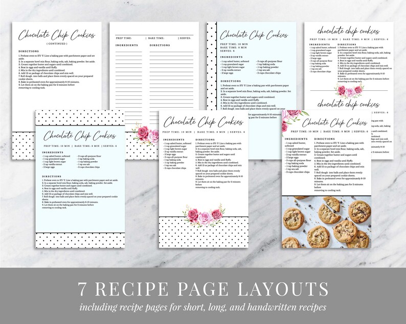 Mini Recipe Design Vintage Style Mini Recipe Cookbook Template, Printable Kitchen Recipe ...