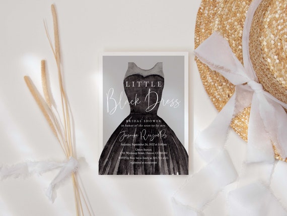 blue dress for baby girl Black Bow Birthday Invitation Printable Template – Wilde Peach Party main image 0