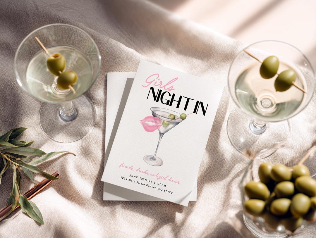 Girls Night in Digital Invitation Download, Martini Ladies Party Invite ...