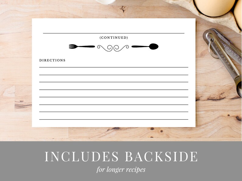 Printable Blank Lined Recipe Card Template for Handwritten | Etsy