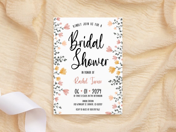 Printable Bridal Shower Invitation Download Watercolor - Etsy
