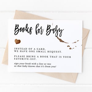 A Baby is Brewing Books for Baby Card Template, Coffee Baby Shower Books for Baby Insert Card, Gender Neutral Baby Book Request Card, I-04