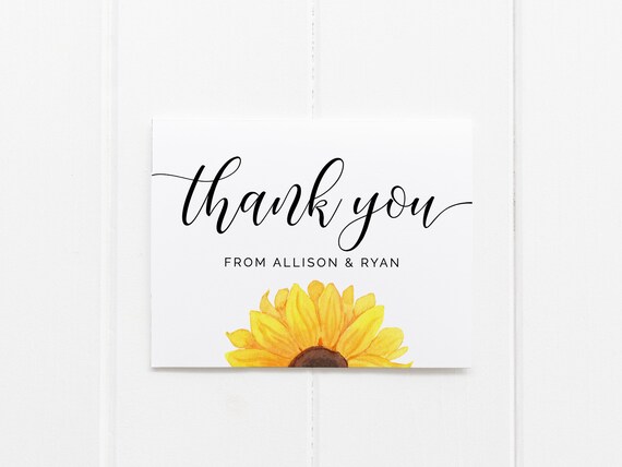 Sunflower Thank You Card Printable Sunflower Bridal Shower - Etsy