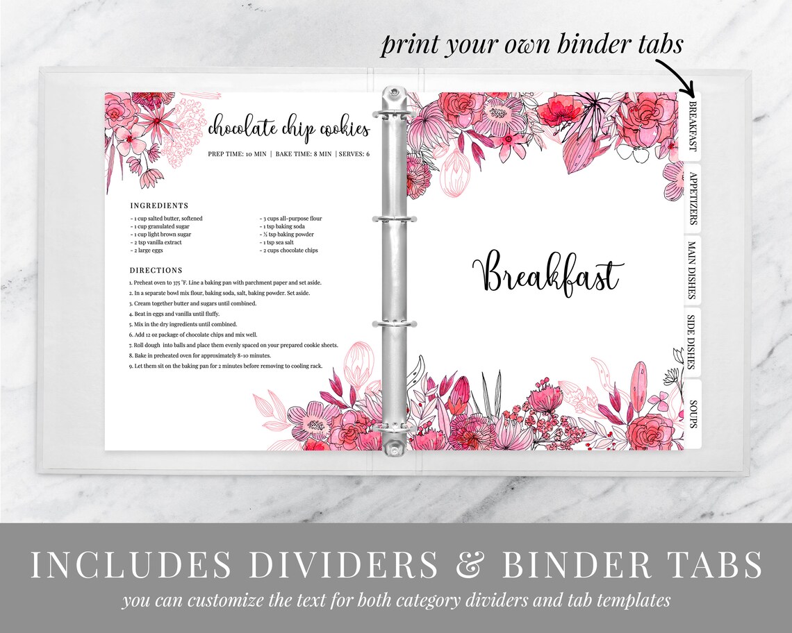 Printable Recipe Binder Template Printable Recipe Organizer | Etsy